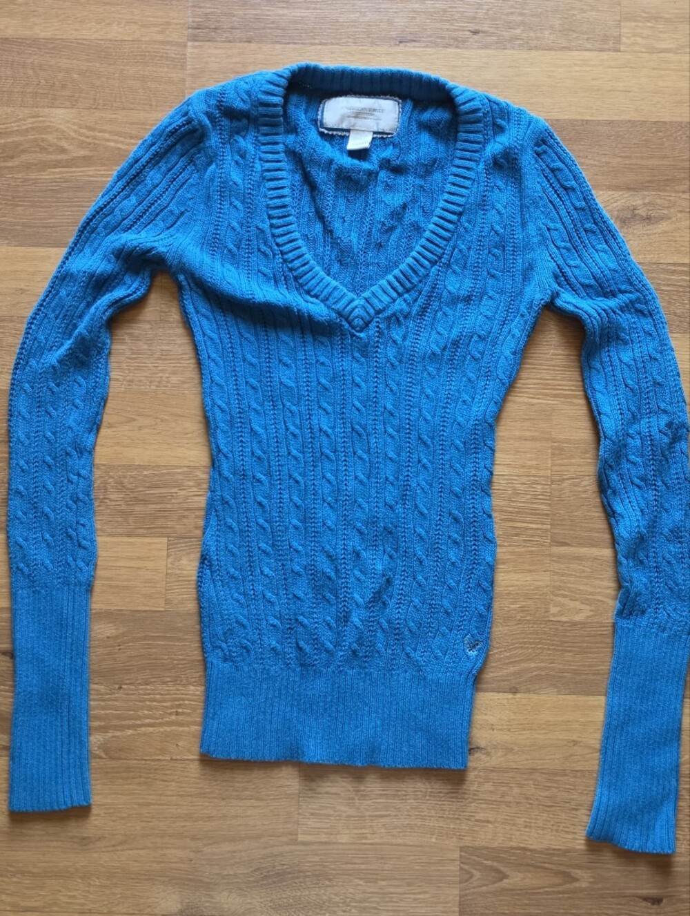 Vintage Y2k American Eagle Bright Blue Cable Knit Women's Sweater